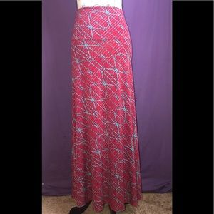 Lularoe red and gray print maxi skirt